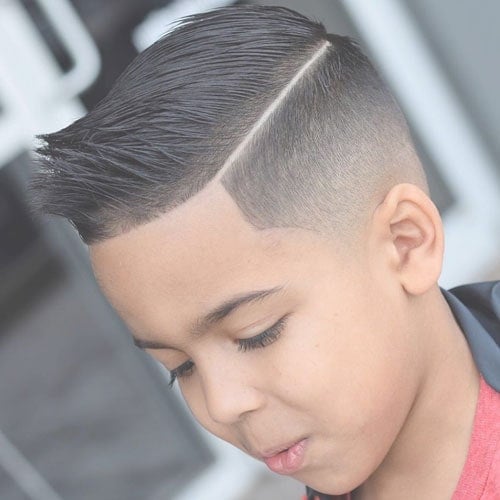 Baby Boy Haircuts - Low Taper Fade with Hard Part Comb Over and Spiked Up Front