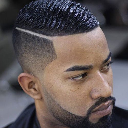 Black Men's Haircut - High Taper Fade with Wave Cut and Hard Part