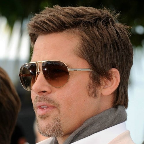 Brad Pitt Haircut - Short Textured Hair + Tapered Sides + Goatee