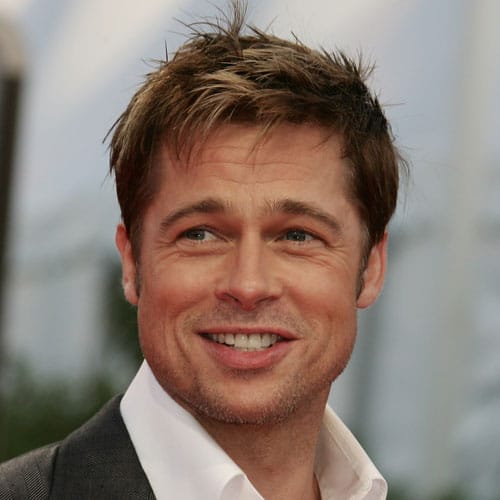 Brad Pitt Short Hair + Messy Top + Tapered Sides