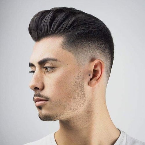 Brushed Back Pomp + Taper Fade