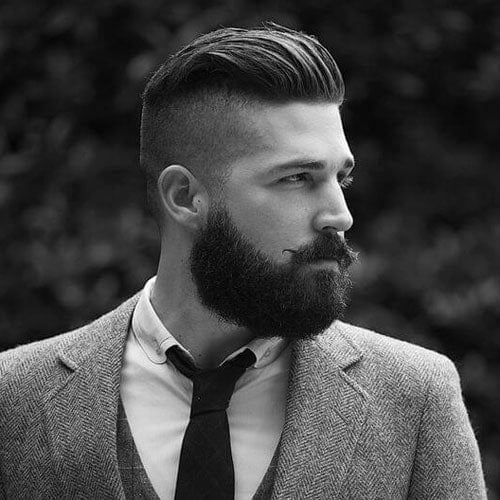 Classic Undercut with Slick Back and Beard