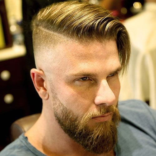 Comb Over + Shaved Sides + Beard