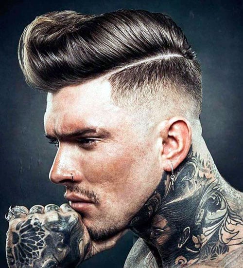 Comb Over Undercut Fade with Pompadour