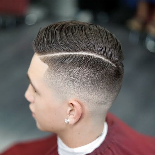 Cool Comb Over Fade with Shaved Part