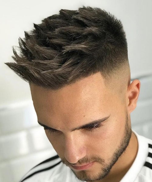 Cool Spiky Textured Undercut Fade Hairstyle Men