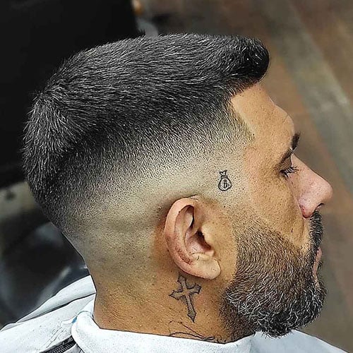 Crew Cut with Low Razor Fade and Line Up