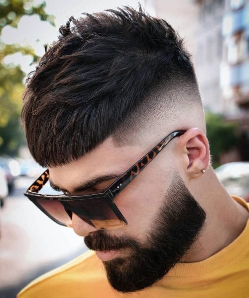 Trendy Caesar Haircut with Undercut and Beard