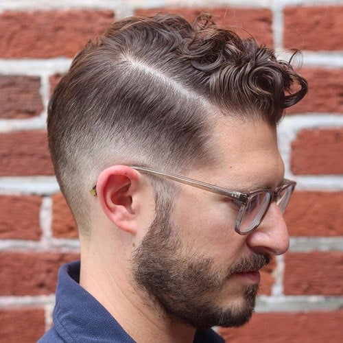 Curly Hair Men Comb Over Fade