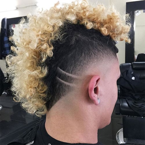 Curly Hair Mohawk Fade Perm Men