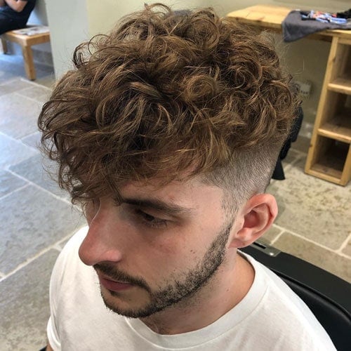 Curly Hair Pompadour Perm Men