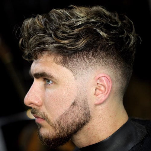 Curly Hair Top + Mid Fade