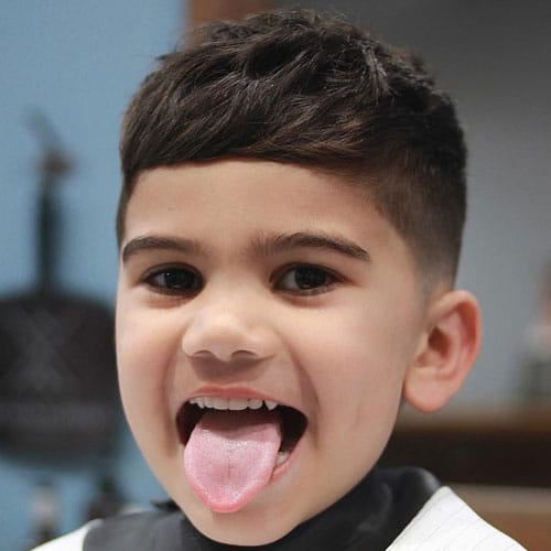 Cute Baby Boy Haircuts - Low Taper Fade + Short Thick Textured Hair on Top