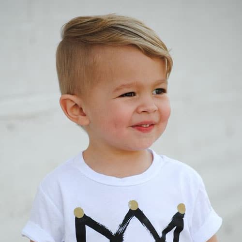 Cute Hairstyles For Little Boys - Long Combed Over Side Swept Hair with Short Sides