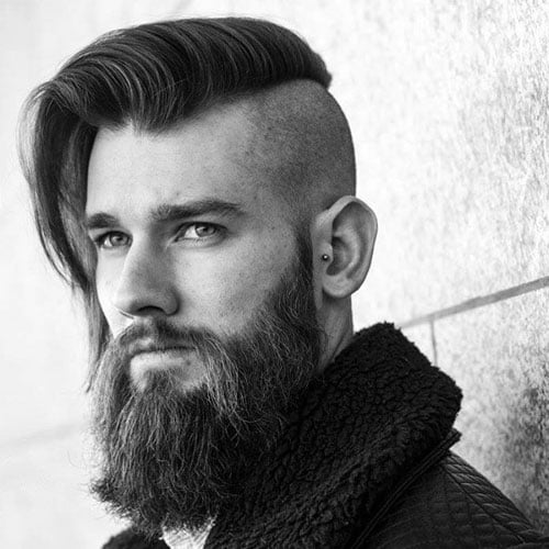 Disconnected Undercut with Comb Over and Beard