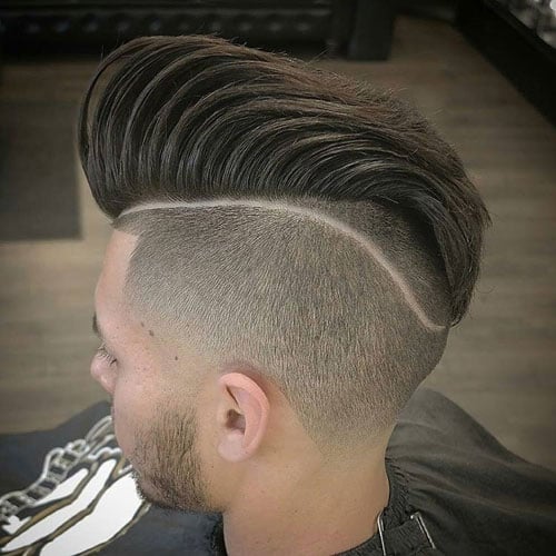 Disconnected Undercut Pompadour with Tram Line