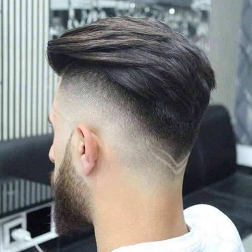 Drop Fade Haircut with V-Shaped Neckline