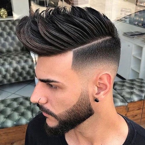 Faux Hawk + Low Skin Fade + Hard Part