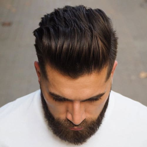 Fuckboy Hairstyle - Thick Textured Brushed Back Hairstyle + Fade + Beard