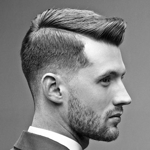 Gentleman Haircut - Low Fade with Side Part and Brush Up