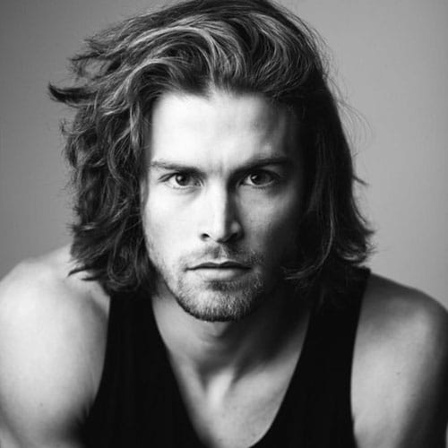 Guys with Long Hair - Messy Shoulder Length Hairstyles