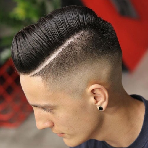 Haircut with Part - High Skin Fade and Shape Up with Hard Part Comb Over