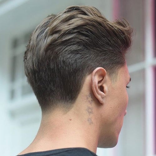 Haircuts For Men with Thick Hair - Brush Back with Taper Fade