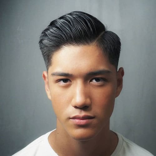 Hard Part Comb Over Fade For Asian Hair