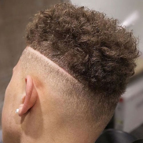 Hardline Part on Side - High Bald Fade with Curly Hair and Part