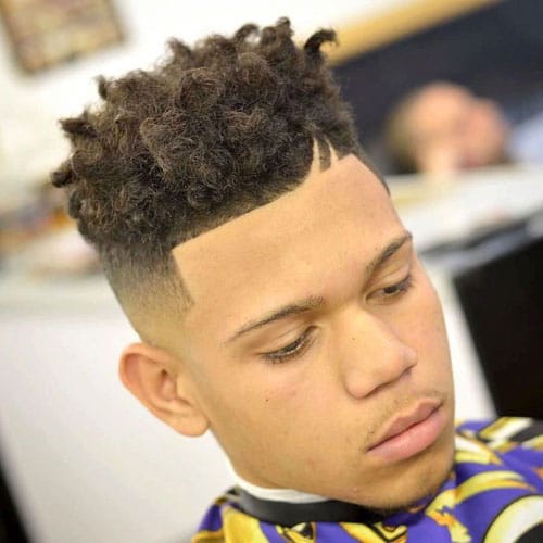 High Bald Fade + Edge Up + Curly Dread Locs