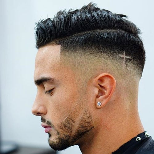 High Bald Fade + Line Up + Cross Design