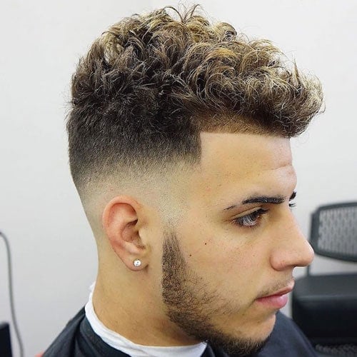 High Bald Fade + Line Up + Short Curly Hair