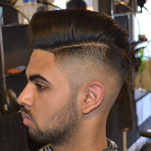 High Bald Fade with Comb Over Pompadour