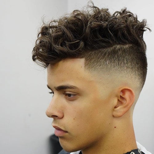 High Fade + Line Up + Curly Hair Top