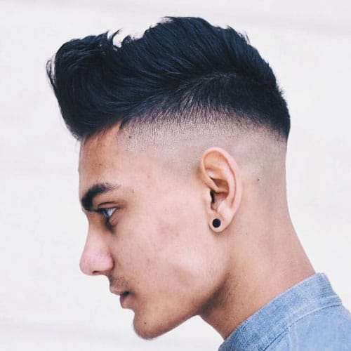 High Razor Fade + Brushed Up Hair