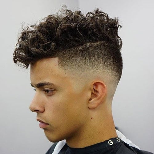 High Razor Fade + Shape Up + Messy Curly Hair