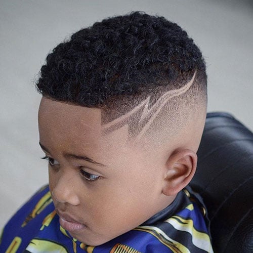 High Skin Fade + Design + Curly Top