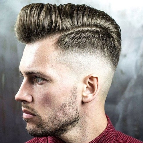 High Skin Fade Pompadour with Beard