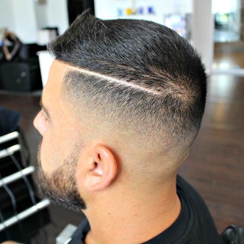 High and Tight Haircut - Mid Fade with Hard Part and Brush Up