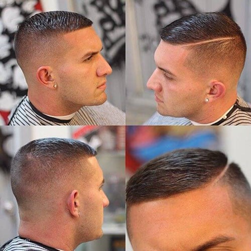 High and Tight Hairstyle - Skin Fade with Hard Side Part