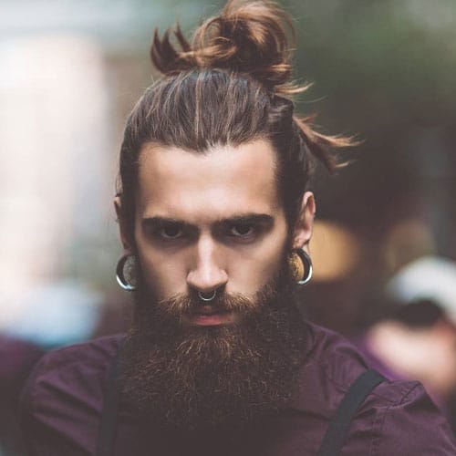 Hipster Man Bun + Long Beard