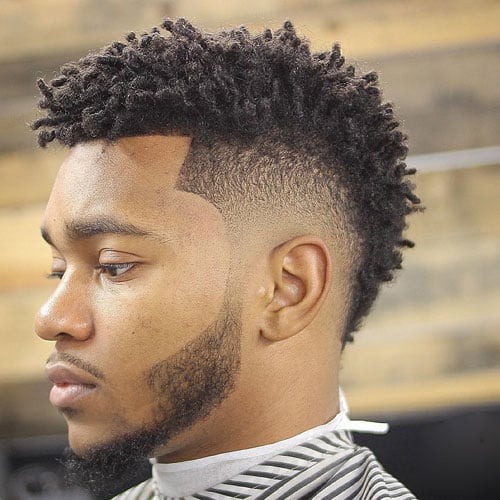 High Drop Fade + Shape Up + Curly Twists For Black Men