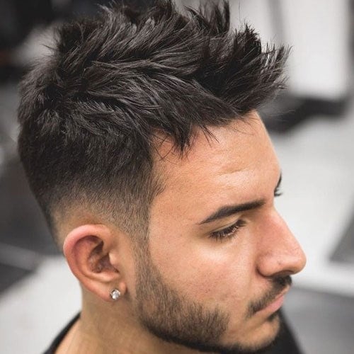 Layered Faux Hawk Haircut with Beard