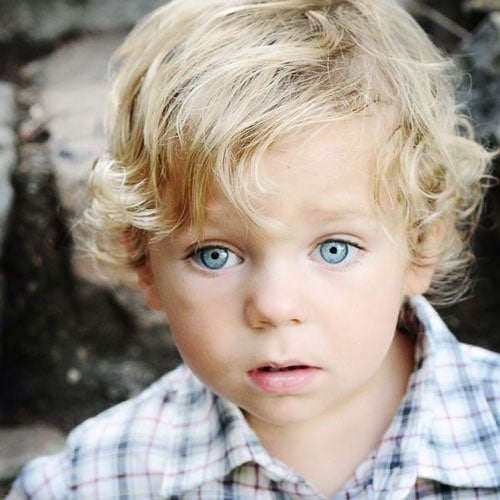 Little Boy Long Hairstyles - Cute Side Part with Curly Hair