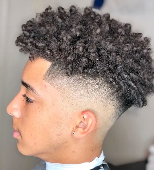 Long Curly Twists with Disconnected Undercut Fade