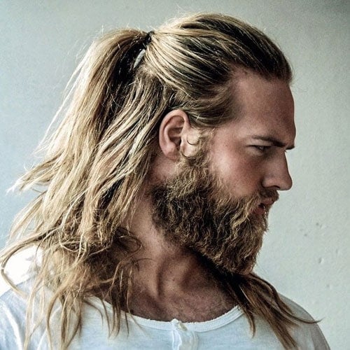 Long Hair Ponytail + Full Beard