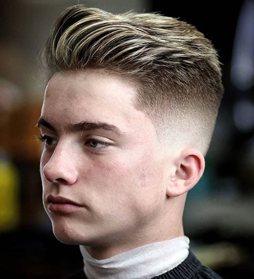 Long Side Swept Ivy League with Mid Fade