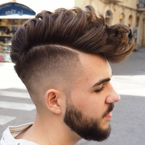 Long Wavy Faded Mohawk with Beard