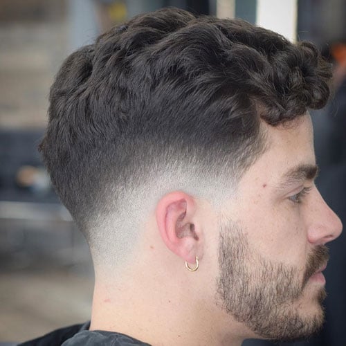 Low Bald Fade with Curly Fringe