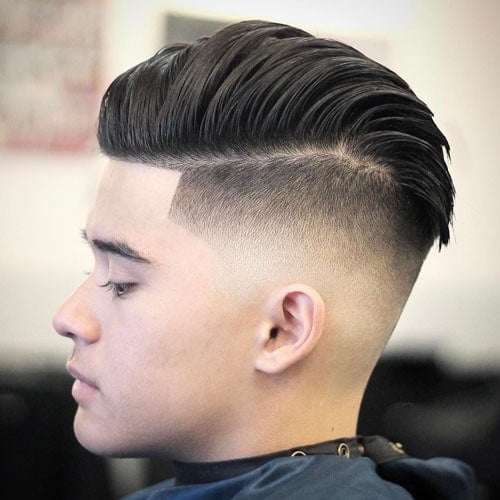 Low Skin Fade + Comb Over Pomp